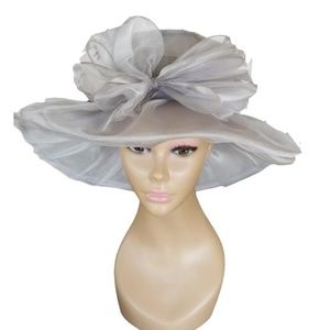 Beautiful Light Gray/Silver Dress Hat with bow